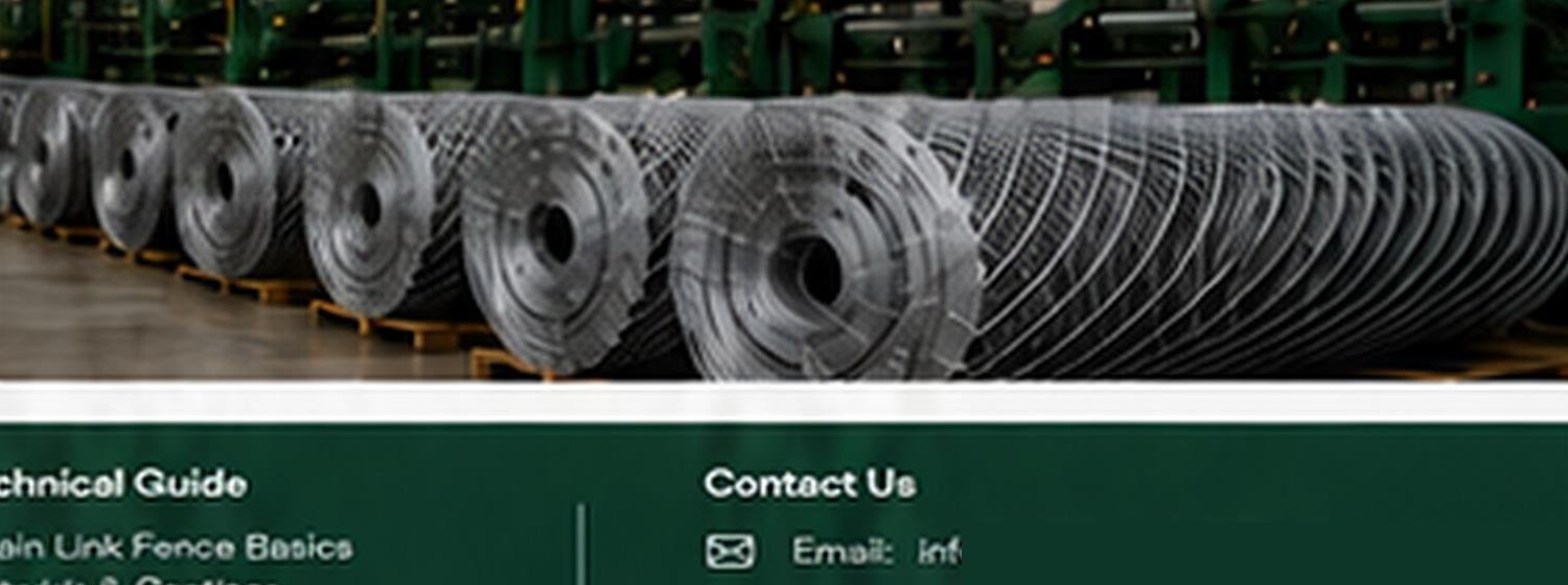 Chain link fence rolls inside manufacturing plant